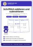 Vorschau - Arbeitsblätter - Mathe Klasse 3/4: Schriftlich addieren und subtrahieren - Deckblatt