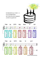 Vorschau - Arbeitsblätter - (A) Happy Birthday - Singen, Glockenspiel, Blockflöte / Kinderlieder - Spielend leichter Einstieg für Anfänger / Bunte Noten Rainbow A - Seite 1