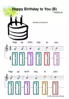 Vorschau - Arbeitsblätter - (B) Happy Birthday - Singen, Klangröhren, Glockenspiel, Blockflöte / Kinderlieder - Spielend leichter Einstieg für Anfänger / Bunte Noten Rainbow B - Seite 2