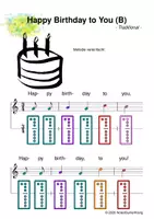 Vorschau - Arbeitsblätter - (B) Happy Birthday - Singen, Klangröhren, Glockenspiel, Blockflöte / Kinderlieder - Spielend leichter Einstieg für Anfänger / Bunte Noten Rainbow B - Deckblatt