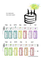 Vorschau - Arbeitsblätter - (B) Happy Birthday - Singen, Klangröhren, Glockenspiel, Blockflöte / Kinderlieder - Spielend leichter Einstieg für Anfänger / Bunte Noten Rainbow B - Seite 3