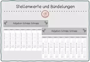 Vorschau - Arbeitsblätter - Aufgaben-Schnipp-Schnapp: Bündelungen und Stellenwerte - Deckblatt