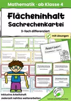 Vorschau - Anderer Materialtyp - Flächeninhalt – 3-fach differenzierte Sachrechenkartei | Klasse 4 - Seite 1