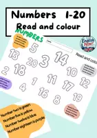 Vorschau - Arbeitsblätter - numbers 1-20 read and colour - Deckblatt