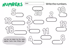 Vorschau - Arbeitsblätter - 1-20 Write the numbers - Seite 1
