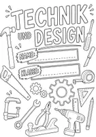 Vorschau - Mal- und Bastelvorlagen - Deckblatt Technik und Design | Mappen-Cover zum Ausmalen & Gestalten - Deckblatt