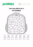 Vorschau - Arbeitsblätter - numbers_how many objects are in the schoolbag - Deckblatt