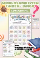 Vorschau - Arbeitsblätter - Kennenlernspiel: Gemeinsamkeiten finden - Bingo | Schulstart, Gemeinschaft - Deckblatt