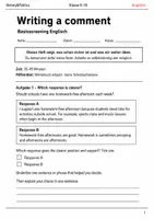 Vorschau - Arbeitsblätter - Writing a Comment Basisscreening Klasse 9–10 - Deckblatt