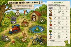 Vorschau - Arbeitsblätter - Schulanfang 1.Klasse Schlange spielt Verstecken 🐍 Anfangslaute & Buchstaben erkennen - Seite 2