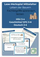 Vorschau - Stationenlernen - Lese Merkspiel Mittelalter Leben Bauern Fachbegriffe Klasse 3-6 - Deckblatt