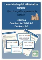 Vorschau - Spiele - Lese-Merkspiel Mittelalter Kirche Fachbegriffe zuordnen Klasse 3-6 - Deckblatt