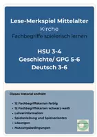 Vorschau - Spiele - Lese-Merkspiel Mittelalter Kirche Fachbegriffe zuordnen Klasse 3-6 - Seite 1