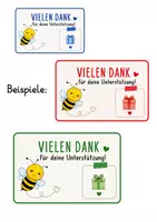 Vorschau - Mal- und Bastelvorlagen - Materialpaket Dankeskärtchen mit 6 Tiermotiven – Danke für die Unterstützung - Seite 3