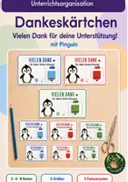 Vorschau - Mal- und Bastelvorlagen - Danke für deine Unterstützung – Klassentier Pinguin - Deckblatt