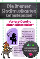 Vorschau - Spiele - DIE BREMER STADTMUSIKANTEN - Kettenlesespiel / Vorlese-Domino – Leseförderung Klasse 1,2 - Deckblatt
