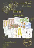 Vorschau - Fördermaterial/Inklusion - Uhrzeiten volle Stunden: Übersicht Lernziele - Deckblatt