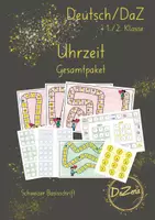 Vorschau - Fördermaterial/Inklusion - Uhrzeiten Viertelstunden: Übersicht Lernziele - Deckblatt