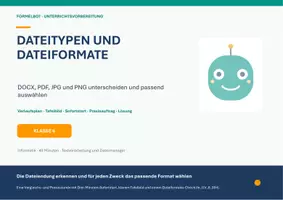 Vorschau - Stundenentwürfe - Informatik Dateitypen und Dateiformate kennenlernen - Deckblatt