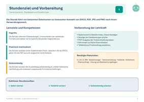 Vorschau - Stundenentwürfe - Informatik Dateitypen und Dateiformate kennenlernen - Seite 1