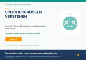 Vorschau - Stundenentwürfe - Informatik Speichergrößen kennenlernen - Deckblatt