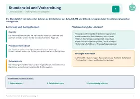 Vorschau - Stundenentwürfe - Informatik Speichergrößen kennenlernen - Seite 1