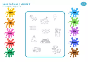 Voorbeeld - 🌈 Lees en kleur – Veilig leren lezen (zoem) | Anker start t/m 8 - Pagina 2