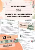 Vorschau - Arbeitsblätter - Inhaltszusammenfassung schreiben | Schritt für Schritt | 12 Seiten Arbeitsheft | Selbstlernheft | mit Hilfekarten zur Differenzierung | Deutsch | Klasse 7 und 8 - Deckblatt