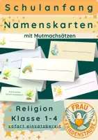 Vorschau - Bildkarten - Namensschilder Religion – Tischaufsteller mit Segensspruch | Schulanfang - Deckblatt