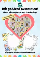 Vorschau - Mal- und Bastelvorlagen - Klassenpuzzle „Wir gehören zusammen!“ Schulanfang & Klassengemeinschaft - Deckblatt