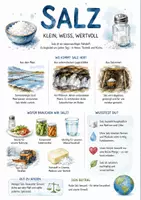 Vorschau - Arbeitsblätter - Lernplakat + AB mit Fragen zum Thema "Salz" + Lösungsblatt + Mindmap + Infografik - Deckblatt