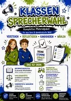 Vorschau - Stundenentwürfe - Klassensprecherwahl komplett – Unterrichtsmaterial Demokratie, Wahlgrundsätze, Arbeitsblätter mit Lösung & Stimmzettel - Deckblatt