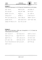 Vorschau - Arbeitsblätter - verschiedene Aufgaben zu den quadratischen Gleichungen - Deckblatt
