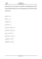 Vorschau - Arbeitsblätter - Wurzel-, Exponential-, Betrags-, Bruch-, Logarithmusgleichungen - Deckblatt