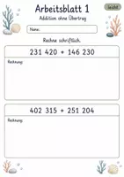 Vorschau - Arbeitsblätter - Wiederholung schriftliche Addition und Subtraktion | Mathematik Klasse 4 | 10 Arbeitsblätter als PDF - Seite 1