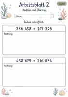 Vorschau - Arbeitsblätter - Wiederholung schriftliche Addition und Subtraktion | Mathematik Klasse 4 | 10 Arbeitsblätter als PDF - Seite 2