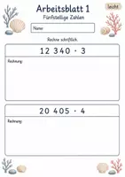 Vorschau - Arbeitsblätter - Multiplikation große Zahlen | Mathematik Klasse 4 | 10 Arbeitsblätter als PDF - Seite 1