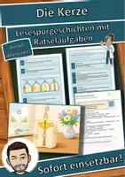 Vorschau - Arbeitsblätter - Die Kerze – Lesespurgeschichte mit Rätselaufgaben (Klasse 8) - Deckblatt