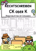 Vorschau - Arbeitsblätter - ck oder k – Arbeitsblätter mit Lernzielkontrolle - Klasse 3-4 - Deckblatt