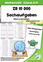 Vorschau - Arbeitsblätter - Sachaufgaben im Zahlenraum 10 000 – Arbeitsblätter und Lösungen | Klasse 4 - Deckblatt