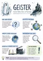 Vorschau - Arbeitsblätter - Lernposter + AB mit Fragen zum Thema "Geister" + Lösungsblatt + Infografik - Deckblatt