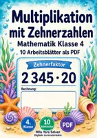 Vorschau - Arbeitsblätter - Multiplikation mit Zehnerzahlen | Mathematik Klasse 4 | 10 Arbeitsblätter als PDF - Deckblatt