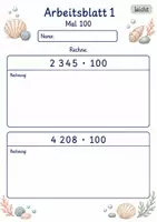 Vorschau - Arbeitsblätter - Multiplikation mit Hunderterzahlen | Mathematik Klasse 4 | 10 Arbeitsblätter als PDF - Seite 1