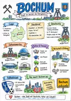 Vorschau - Arbeitsblätter - Lernplakat + AB mit Fragen zum Thema "Bochum" + Lösungsblatt + Infografik - Deckblatt