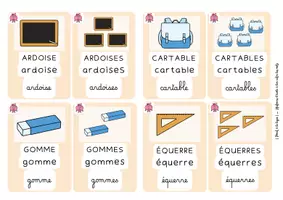 Aperçu - Apprentissages en autonomie - Carte de vocabulaire façon apprentilangue - Theme école - Page de couverture