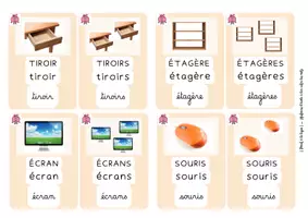 Aperçu - Apprentissages en autonomie - Carte de vocabulaire façon apprentilangue - Theme école - Page 3