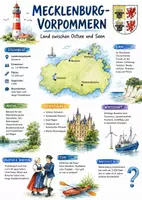 Vorschau - Arbeitsblätter - Lernplakate + AB mit Fragen zum Thema "Mecklenburg-Vorpommern" + Lösungsblatt + Infografik - Deckblatt
