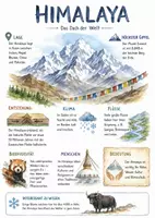 Vorschau - Arbeitsblätter - Lernplakat + Arbeitsblätter zum Thema "Himalaya" + Lösung & MP3 + Mindmap + Infografik - Deckblatt