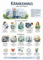 Vorschau - Arbeitsblätter - Lernposter + Arbeitsblätter zum Thema "Krankenhaus" + Lösung & MP3 + Mindmap + Infografik - Deckblatt