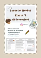 Vorschau - Arbeitsblätter - Lesen im Herbst (Klasse 3) differenziert - Deckblatt